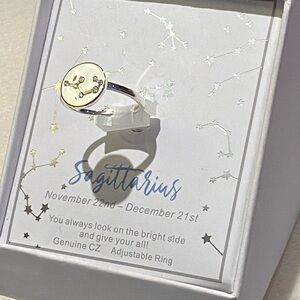 Sagittarius Zodiac Constellation Ring New in Box Genuine CZ Adjustable